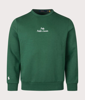 Embroidered  Logo Double Knit Sweatshirt in Vintage Pine by Polo Ralph Lauren. EQVVS Shot. 