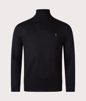 Polo Ralph Lauren Wool Turtleneck Sweater in Polo Black, 100% Wool. EQVVS Front Shot