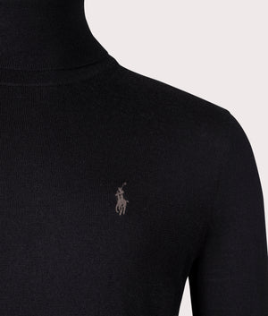 Polo Ralph Lauren Wool Turtleneck Sweater in Polo Black, 100% Wool. EQVVS Detail Shot