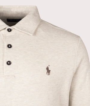 Luxury Jersey Long Sleeve Polo Shirt in Expedition June Heather by Polo Ralph Lauren. EQVVS Shot. 