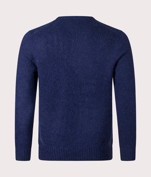 Polo Ralph Lauren Textured Crewneck Jumper in Bright Navy, 42% Wool, 38% Alpaca hair, 20% Recycled Nylon at EQVVS. Back Shot. 