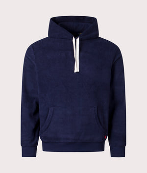 Polo Ralph Lauren Brushed Fleece Loungewear Hoodie in Cruise Navy. EQVVS Front Shot