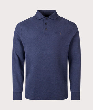 Luxury Jersey Long Sleeve Polo Shirt in Spring Navy Heather by Polo Ralph Lauren. EQVVS Shot.