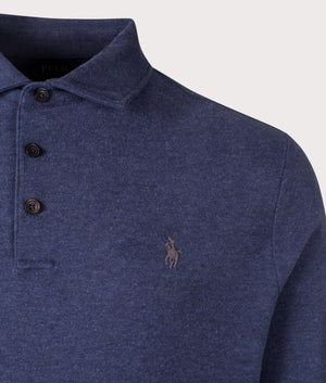 Luxury Jersey Long Sleeve Polo Shirt in Spring Navy Heather by Polo Ralph Lauren. EQVVS Shot.