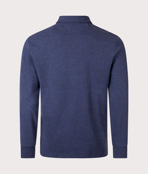 Luxury Jersey Long Sleeve Polo Shirt in Spring Navy Heather by Polo Ralph Lauren. EQVVS Shot.