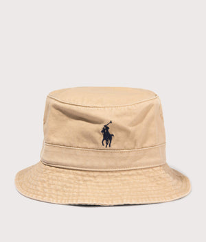 Polo Ralph Lauren Chino Bucket Hat in Cafe Tan Beige. EQVVS Front Shot.