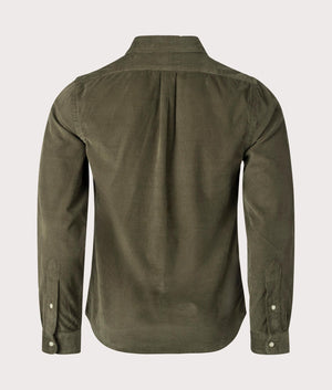 Polo Ralph Lauren Slim Fit Corduroy Shirt in Canopy Olive Green at EQVVS Back Shot