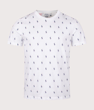 Polo Ralph Lauren Crew Lounge T-Shirt in White with Polo Pony Print. EQVVS Front Shot.