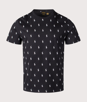 All Over Print Crew Lounge T-Shirt by Polo Ralph Lauren in black. Shot at EQVVS. 