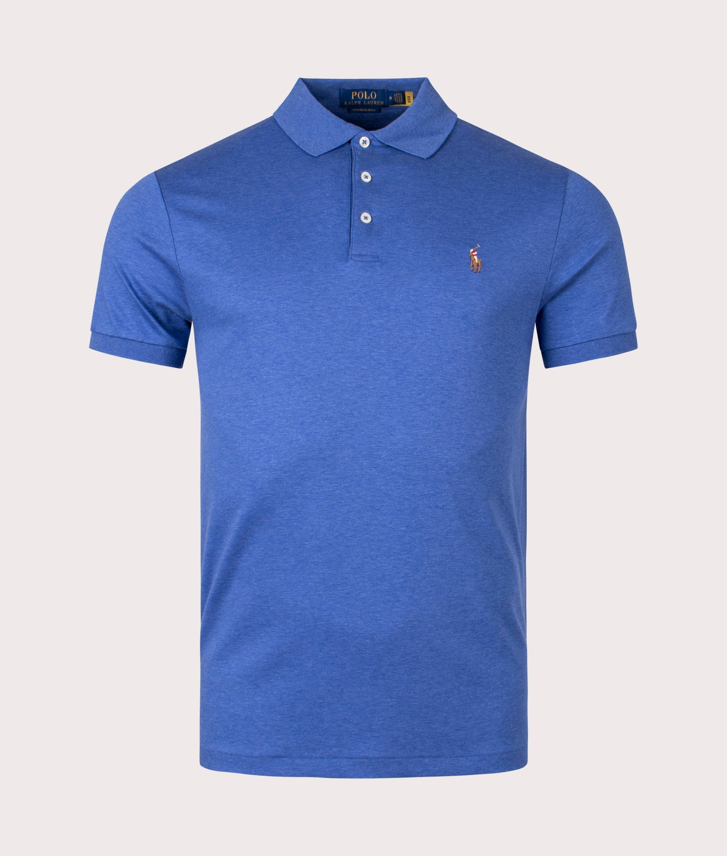 Custom Slim Fit Interlock Polo Shirt Faded Royal Heather Polo Ralph Lauren EQVVS