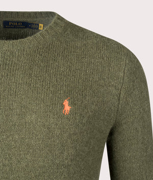 Discover the Polo Ralph Lauren Textured Crewneck Jumper in New Green. Detail Shot EQVVS.