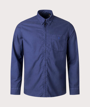 Garment Dyed Oxford Overshirt in Spring Navy by Polo Ralph Lauren. EQVVS Shot