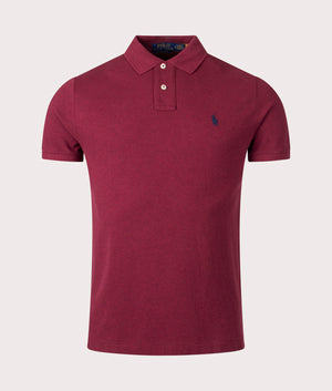 Polo Ralph Lauren, Custom Slim Fit Mesh Polo Shirt, vintage port heather, Eqvvs Menswear, front shot angle
