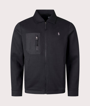 Polo Ralph Lauren Zip Through Bomber Jacket in Polo Black. Front angle shot at EQVVS.