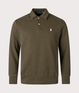 Loopback Fleece Collared Sweatshirt in Dark Loden by Polo Ralph Lauren. EQVVS Shot.