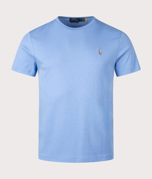 Polo Ralph Lauren Custom Slim Fit Pima T-Shirt in Sky Blue. EQVVS Front Shot.