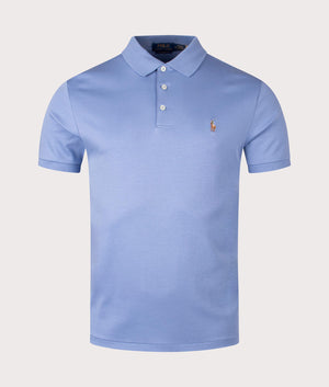 Custom Slim Fit Polo Shirt in Blue by Polo Ralph Lauren . Front shot at EQVVS. 