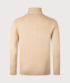 Polo Ralph Lauren Mesh-Knit Cotton Quarter Zip Pullover in Camel camouflage. Back shot at EQVVS.