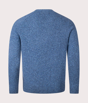 Polo Ralph Lauren Speckled Wool-Blend Crewneck Jumper in Chambray Blue Donegal at EQVVS Menswear Back Shot