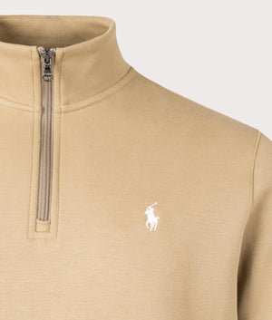 Double-Knit Quarter Zip Sweatshirt in New Bronze by Polo Ralph Lauren. EQVVS Shot. 