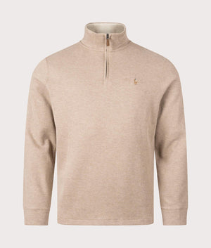 Polo Ralph Lauren Quarter Zip Estate Rib Knit Grey Cloud Heather/Expedition Dune Int at EQVVS Menswear front shot