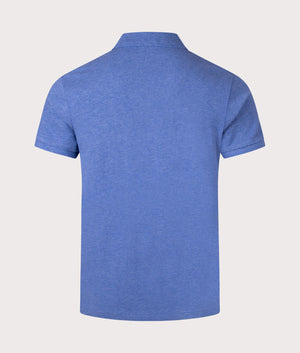 Polo Ralph Polo Custom Slim Fit Mesh Polo Shirt in Faded Royal Heather. EQVVS Back Shot.