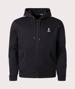 Polo Ralph Lauren Zip Through Double-Knit Hoodie in Polo Black. Shot at EQVVS. Front shot. 