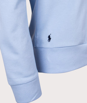 Polo Ralph Lauren Long Sleeve Lounge T-Shirt in Office Blue. Shot at EQVVS. Detail shot. 