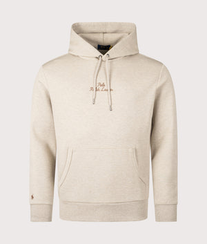 Polo Ralph Lauren Script Chest Logo Hoodie in Tuscan Beige Heather. EQVVS Front Shot.