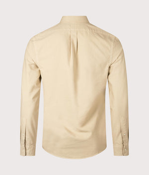 Polo Ralph Lauren Slim Fit Garment-Dyed Oxford Shirt in Coastal Beige. Back Shot at EQVVS.