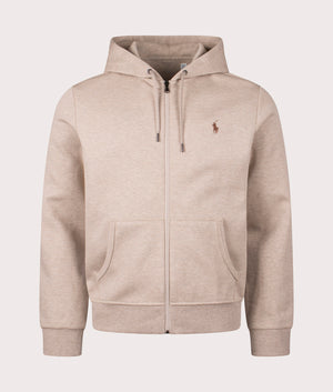 Polo Ralph Lauren Double Knit Zip Through Hoodie in Tuscan Beige. Shot at EQVVS.  Front shot. 