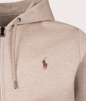 Polo Ralph Lauren Double Knit Zip Through Hoodie in Tuscan Beige. Shot at EQVVS. Detail shot. 