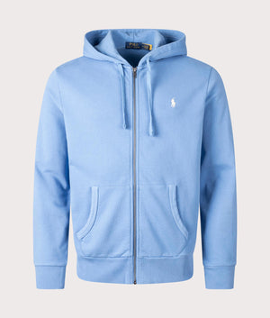 Polo Ralph Lauren Zip Through Hoodie in Blue Orbit at EQVVS. Front Shot.