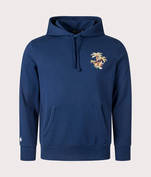 Embroidered Loopback Hoodie in Eastside Royal by Polo Ralph Lauren at EQVVS. Front Angle Shot.