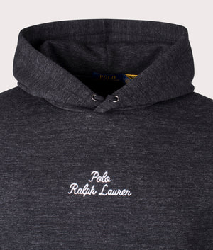 Ralph Lauren, Script Chest Logo Hoodie, Black Marl Heather, Eqvvs Menswear, detailed shot angle