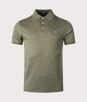 Polo Ralph Lauren Custom Slim Soft Cotton Polo Shirt in Service Green. Front Shot at EQVVS.