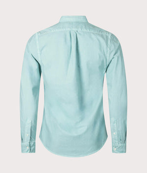 Polo Ralph Lauren Slim Fit Garment-Dyed Oxford Shirt in Deep Seafoam . Shot at EQVVS. Back shot. 