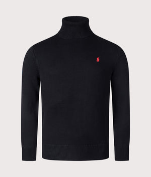 Polo Ralph Lauren Cotton Turtleneck Jumper in Polo Black. EQVVS Front Shot.