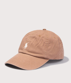 Polo Ralph Lauren Classic Sport Cap in Rustic Tan. EQVVS Angle Shot.