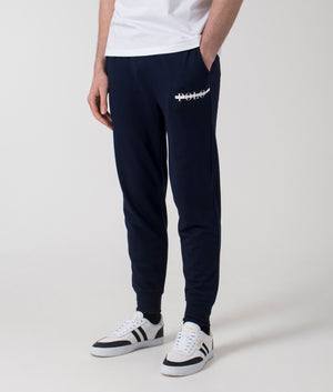 Polo Ralph Lauren Lounge Joggers in Cruise Navy. Shot at EQVVS. Side angle shot. 