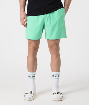 Polo Ralph Lauren Classic Swim Trunks in Sunset Green. Shot at EQVVS. Front shot. 