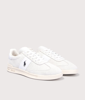 Polo Ralph Lauren Heritage Aera Suede Sneakers in White. Shot at EQVVS. 
