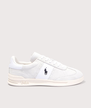 Polo Ralph Lauren Heritage Aera Suede Sneakers in White. Shot at EQVVS. 