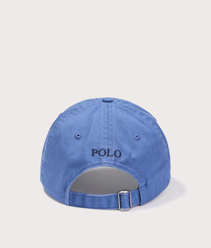 Polo Ralph Lauren  Cotton Chino Ball Cap in Bastile Blue . Shot at EQVVS.  Back logo shot 