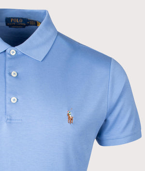 Custom Slim Fit Soft Cotton Polo Shirt in Sky Blue. EQVVS Detail shot.