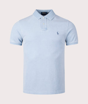 Discover the Polo Ralph Lauren Slim Fit Mesh Polo Shirt Light Indigo. Front Shot at EQVVS.