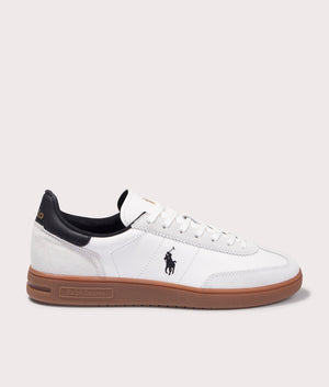 Polo Ralph Lauren Bedford Low Top Sneakers in White. Shot at EQVVS.  Side shot. 