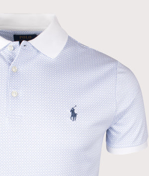 Polo Ralph Lauren Custom Slim Fit Print Polo Shirt in  Crescent Toss White. Shot at EQVVS.  Detail shot. 