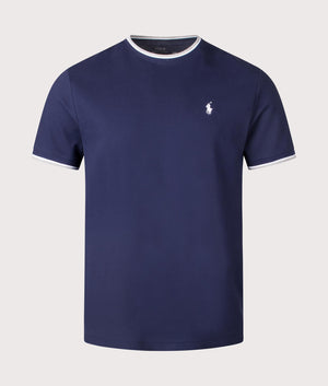 Polo Ralph Lauren Classic Fit Stretch Mesh T-Shirt in Navy. EQVVS front shot.