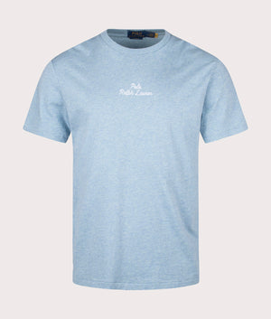 Polo Ralph Lauren Classic Fit Embroidered T-Shirt in Modern Blue Heather at EQVVS. Front Shot.